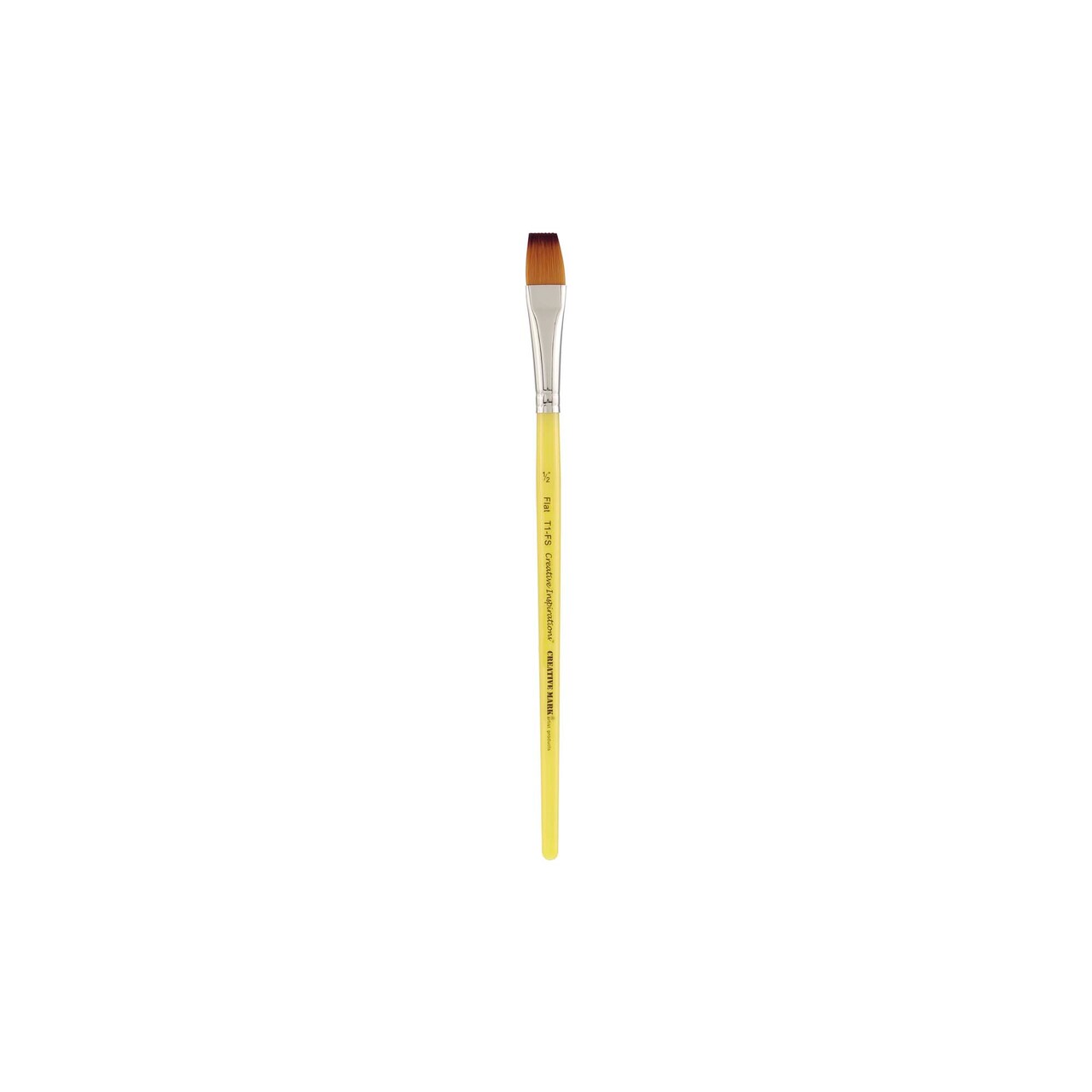 Creative Inspirations Dura-Handle Flat Short Handle Paint Brush - Solid Resin Handle, Synthetic Taklon Paint Brushes, Flat Brush for Oils, Acrylics, Watercolors - Handles Will Not Chip or Crack